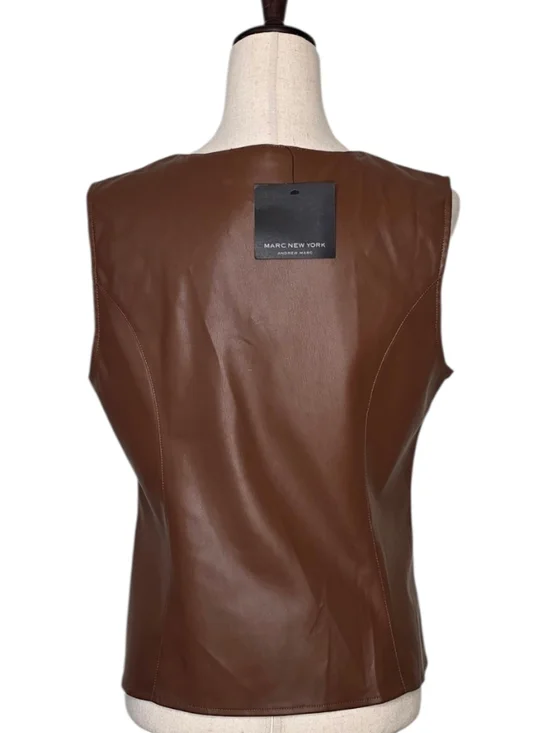 Marc New York By Andrew Marc Brown Faux Leather Vest Size M - Picture 5 of 11